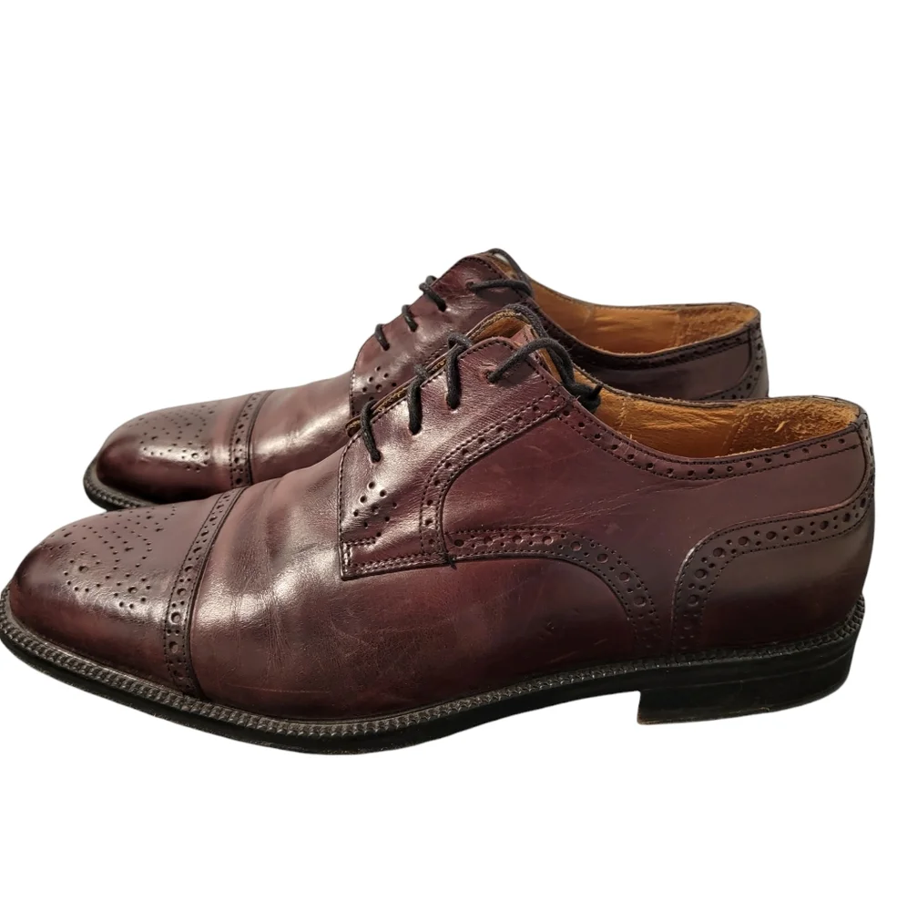Johnston & Murphy Mens 8503 Dark Brown Leather‎ Cap Toe Oxfords Shoes Size 9.5 M
